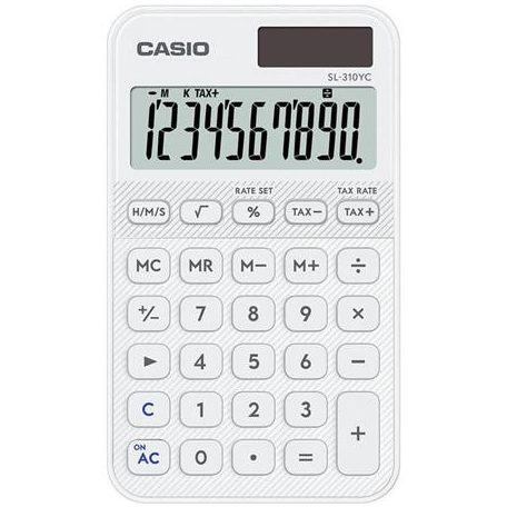 CASIO Zsebszámológép, 10 számjegy, CASIO "SL 310 YC", fehér