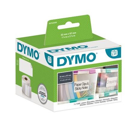 DYMO Etikett, LW nyomtatóhoz, eltávolítható, 32x57 mm, 1000 db etikett, DYMO