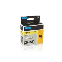   DYMO Feliratozógép szalag, vinil, 12 mm x 5,5 m, DYMO "Rhino", sárga-fekete