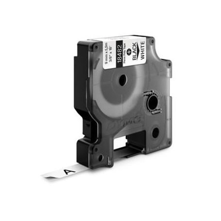 DYMO Feliratozógép szalag, tartós poliészter, 9 mm x 5,5 m, DYMO "Rhino",fehér-fekete