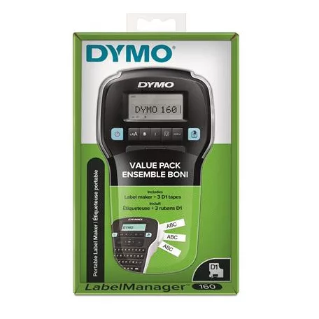 DYMO Elektromos feliratozógép, DYMO "LM 160", fekete, + 3 db D1 szalag