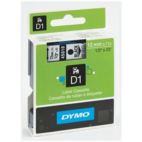 DYMO Feliratozógép szalag, 9 mm x 7 m, DYMO "D1", víztiszta-fekete