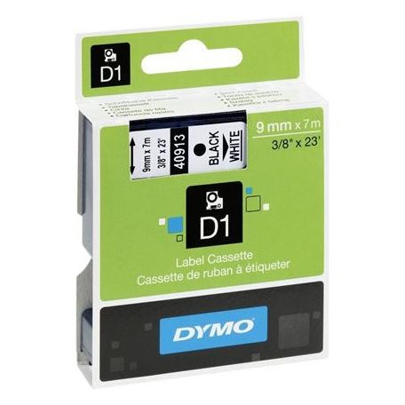 DYMO Feliratozógép szalag, 9 mm x 7 m, DYMO "D1", fehér-fekete