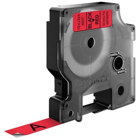 DYMO Feliratozógép szalag, 12 mm x 7 m, DYMO "D1", piros-fekete