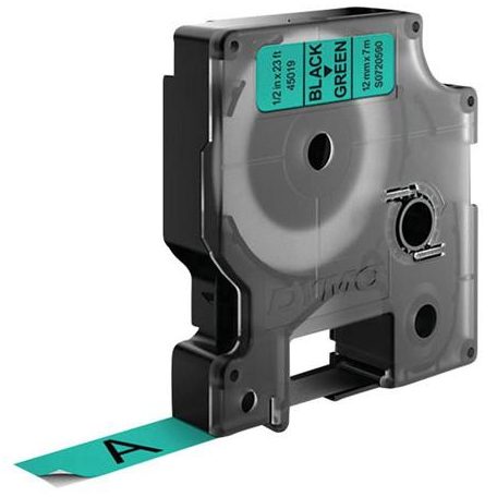 DYMO Feliratozógép szalag, 12 mm x 7 m, DYMO "D1", zöld-fekete