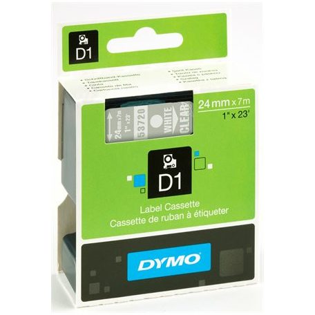DYMO Feliratozógép szalag, 24 mm x 7 m, DYMO "D1", víztiszta-fekete