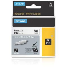   DYMO Zsugorcső, feliratozógéphez, 9 mm x 1,5 m, DYMO "Rhino", fehér-fekete