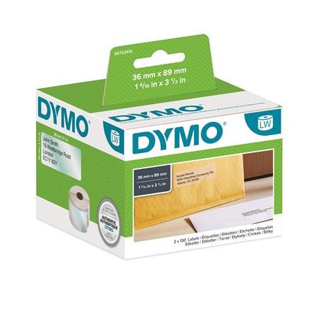 DYMO Etikett, LW nyomtatóhoz, műanyag, 36x89 mm, 260 db etikett, DYMO, átlátszó