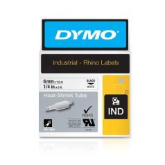   DYMO Zsugorcső, feliratozógéphez, 6 mm x 1,5 m, DYMO "Rhino", fehér-fekete