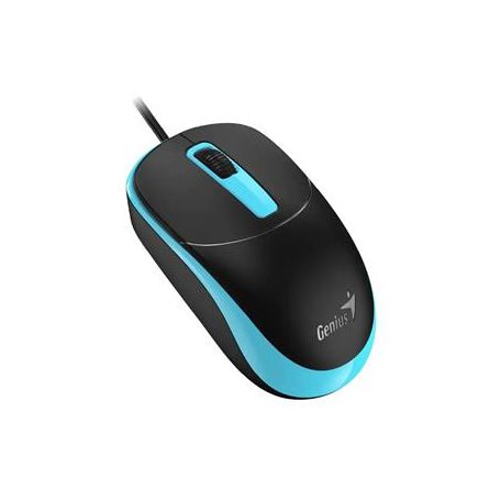 GENIUS Egér, vezetékes, optikai, normál méret, USB, GENIUS "DX-123", fekete-kék