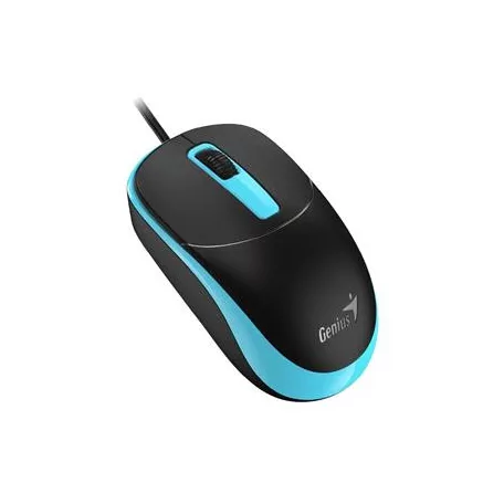 GENIUS Egér, vezetékes, optikai, normál méret, USB, GENIUS "DX-123", fekete-kék