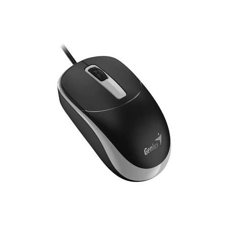 GENIUS Egér, vezetékes, optikai, normál méret, USB, GENIUS "DX-123", fekete-szürke
