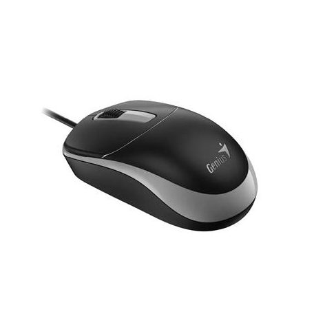 GENIUS Egér, vezetékes, optikai, normál méret, USB, GENIUS "DX-123", fekete-szürke