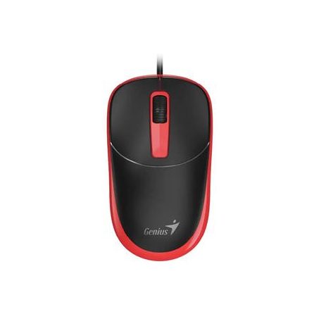 GENIUS Egér, vezetékes, optikai, normál méret, USB, GENIUS "DX-123", fekete-piros
