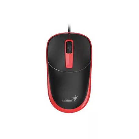GENIUS Egér, vezetékes, optikai, normál méret, USB, GENIUS "DX-123", fekete-piros