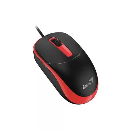 GENIUS Egér, vezetékes, optikai, normál méret, USB, GENIUS "DX-123", fekete-piros