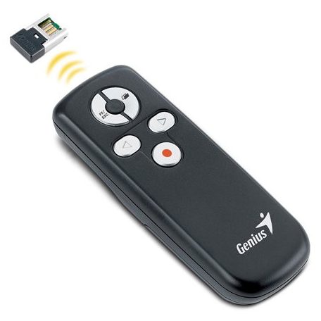GENIUS Prezentációs távirányító, lézermutatóval, vezeték nélküli, GENIUS "Media Pointer 100"