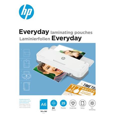 HP Meleglamináló fólia, 80 mikron, A6, fényes, 25 db, HP "Everyday"