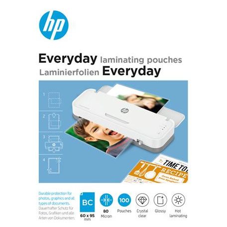 HP Meleglamináló fólia, 80 mikron, 60x95 mm, fényes, 100 db, HP "Everyday"
