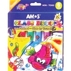   AMOS Üvegfóliafesték készlet, AMOS, 6 különböző szín