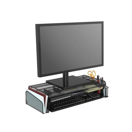 ALBA Monitorállvány, rendszerezővel, fémhálós, ALBA, fekete