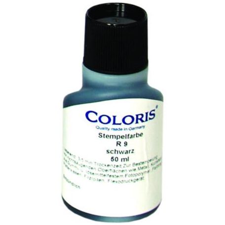 COLORIS Bélyegzőfesték, 50 ml, ipari, univerzális, COLORIS "R9", fekete