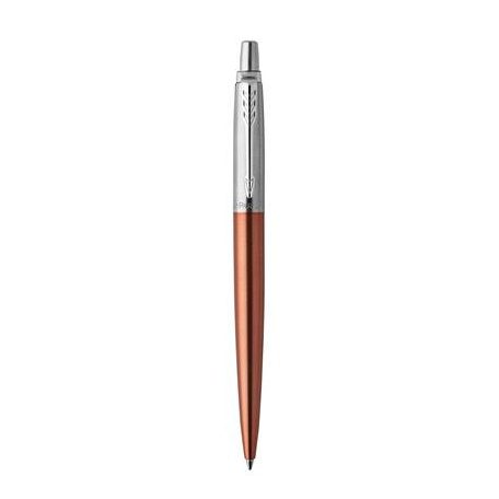 PARKER Golyóstoll, 0,7 mm, ezüst színű klip, Chelsea narancssárga tolltest, PARKER "Royal Jotter", kék