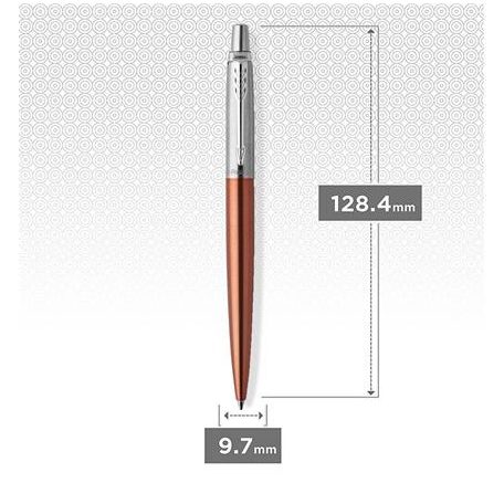 PARKER Golyóstoll, 0,7 mm, ezüst színű klip, Chelsea narancssárga tolltest, PARKER "Royal Jotter", kék