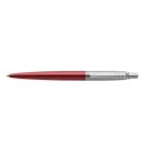 PARKER Golyóstoll, 0,7 mm, ezüst színű klip, Kensigton piros tolltest, PARKER "Royal Jotter", kék