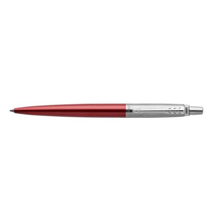PARKER Golyóstoll, 0,7 mm, ezüst színű klip, Kensigton piros tolltest, PARKER "Royal Jotter", kék