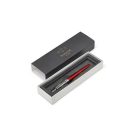 PARKER Golyóstoll, 0,7 mm, ezüst színű klip, Kensigton piros tolltest, PARKER "Royal Jotter", kék