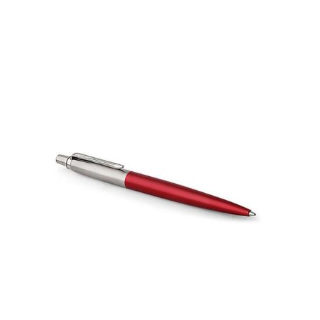 PARKER Golyóstoll, 0,7 mm, ezüst színű klip, Kensigton piros tolltest, PARKER "Royal Jotter", kék