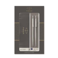   PARKER Golyóstoll és nyomósirón szett, díszdoboz, rozsdamentes acél tolltest, PARKER "Royal Jotter", kék