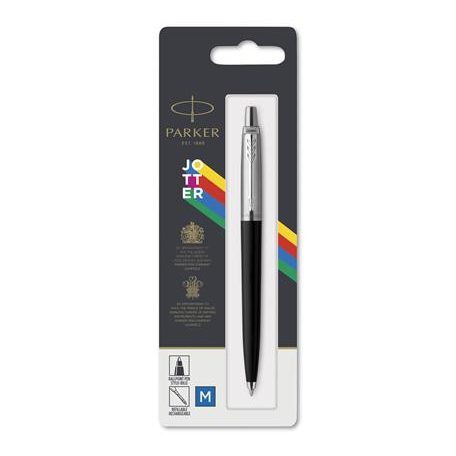PARKER Golyóstoll, 0,7 mm, ezüst színű klip, fekete tolltest, PARKER "Royal Jotter Originals", kék