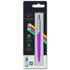 PARKER Golyóstoll, 0,7 mm, ezüst színű klip, magenta tolltest, PARKER "Royal Jotter Originals", kék