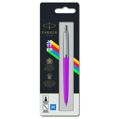 PARKER Golyóstoll, 0,7 mm, ezüst színű klip, magenta tolltest, PARKER "Royal Jotter Originals", kék