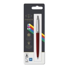   PARKER Golyóstoll, 0,7 mm, ezüst színű klip, piros tolltest, PARKER "Royal Jotter Originals", kék