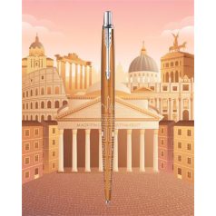   PARKER Golyóstoll, 0,7 mm, ezüst színű klip, mintás tolltest, PARKER, "Royal Jotter Róma", kék