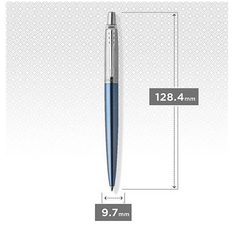 PARKER Golyóstoll, 0,7 mm, ezüst színű klip, Waterloo kék tolltest, PARKER "Royal Jotter", kék