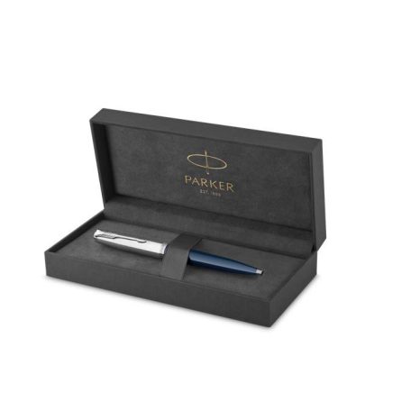 PARKER Golyóstoll, 0,7 mm rotációs, ezüst színű klip, kék tolltest, PARKER "Royal 51 Core", fekete