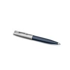 PARKER Golyóstoll, 0,7 mm rotációs, ezüst színű klip, kék tolltest, PARKER "Royal 51 Core", fekete