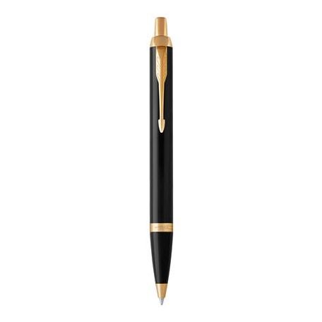 PARKER Golyóstoll, nyomógombos, arany színű klip, fekete tolltest, PARKER, "Royal IM", kék