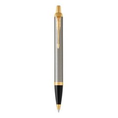   PARKER Golyóstoll, nyomógombos, 0,7 mm, arany színű klip, csiszolt fém tolltest, PARKER "Royal IM", kék