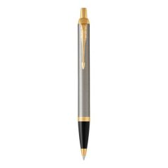   PARKER Golyóstoll, nyomógombos, 0,7 mm, arany színű klip, csiszolt fém tolltest, PARKER "Royal IM", kék