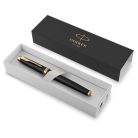 PARKER Töltőtoll, arany színű klip, cizellált fekete tolltest, PARKER "Royal IM Premium"