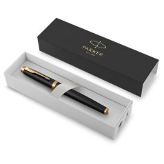   PARKER Töltőtoll, arany színű klip, cizellált fekete tolltest, PARKER "Royal IM Premium"