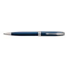 PARKER Golyóstoll, 1 mm, rotációs, kék tolltest, ezüst klip, PARKER "Royal Sonnet", kék