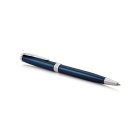 PARKER Golyóstoll, 1 mm, rotációs, kék tolltest, ezüst klip, PARKER "Royal Sonnet", kék
