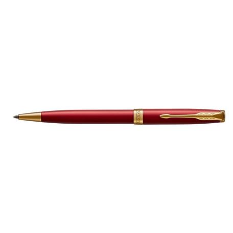 PARKER Golyóstoll, 1 mm, rotációs, piros tolltest, arany klip, PARKER "Royal Sonnet", kék