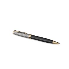   PARKER Golyóstoll, 1 mm, metál fekete tolltest, arany klip, PARKER "Royal Sonnet Premium", fekete